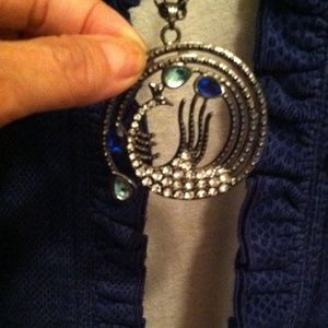 Long Gunmetal Peacock Necklace