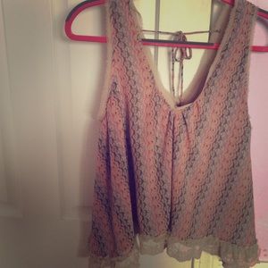 Free People Deep V Neck Trapeze Blouse