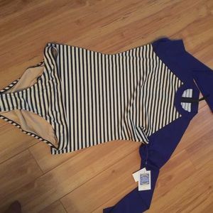 J. Crew rash guard and bottoms.