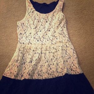Navy and white lace dress