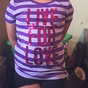 Purple striped graphic tee