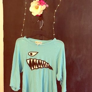 Wildfox Blue Monster Face Top