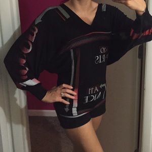 Black long sleeve batwing top