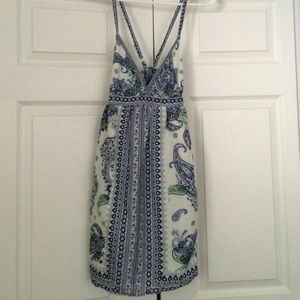 Blue & Green paisley cross back  dress