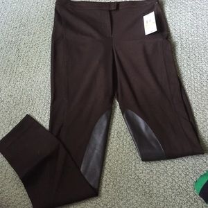 Michael Kors chocolate leggings w/leather detail