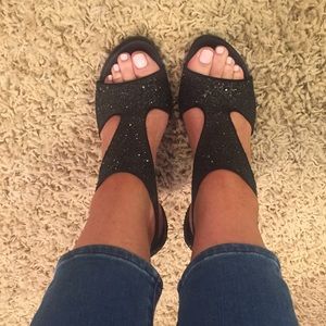 Black Stuart Weitzman Glitter Heels