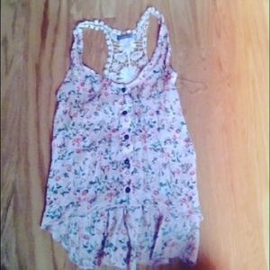 A pink with flowers &with lace in the back💗