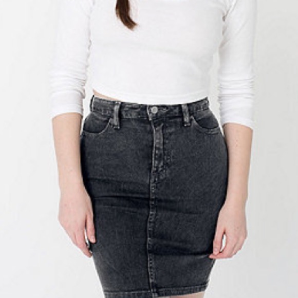 AA black denim skirt.