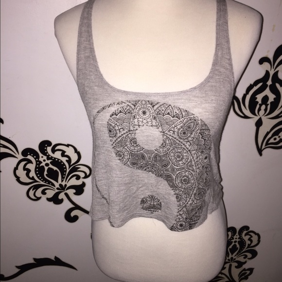 Grey ying yang crop top