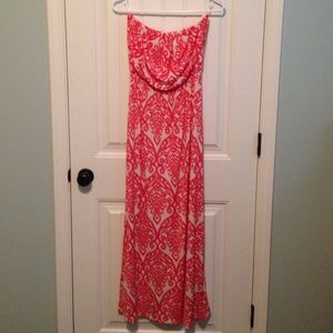 Coral/Cream Maxi Dress