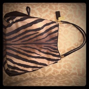 Coach Madison Brown Zebra Print Shoulder Bag