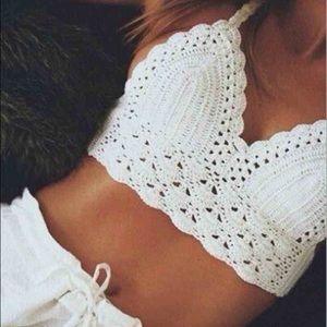 White crochet knitted crop top