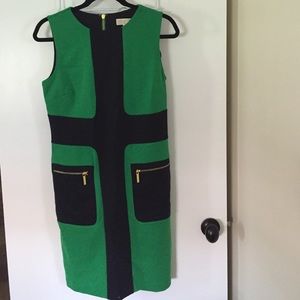 Michael Kors NWT size6 green/navy sleeveless dress