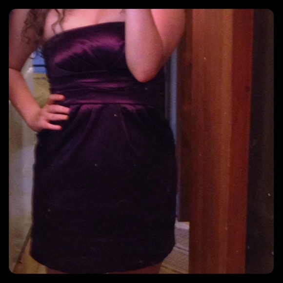 Purple strapless dress
