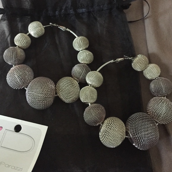 Paparazzi Mesh Beaded Large Hoop Earring