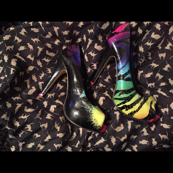 Iron Fist neon zebra pumps