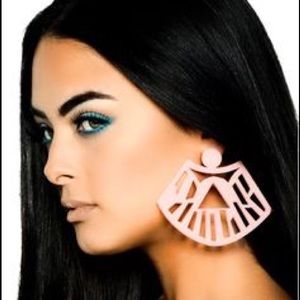 Melody Ehsani Pink Aztec style Drop Earring