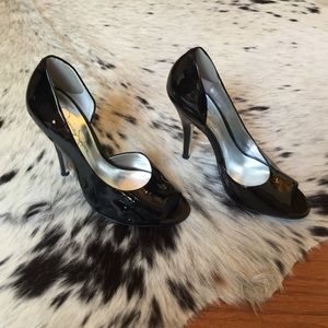 Patent Peep Toe Pump