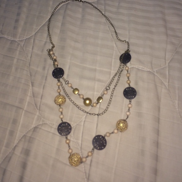 Brown and gold bead layered necklace