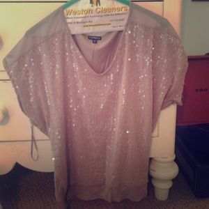 Light brown cute sequenced express shirt!