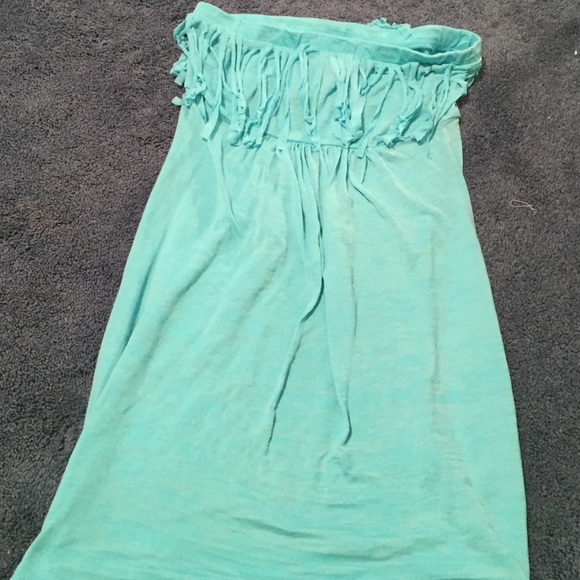 blue ruffled swim cover up