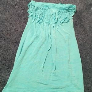 blue ruffled swim cover up