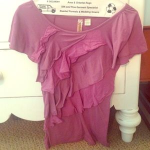 Ruffle purple eyelash shirt