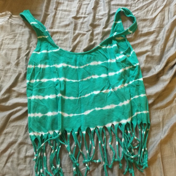 Fringe tie dye crop top