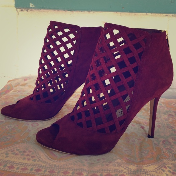 Jimmy Choo suede boot heels