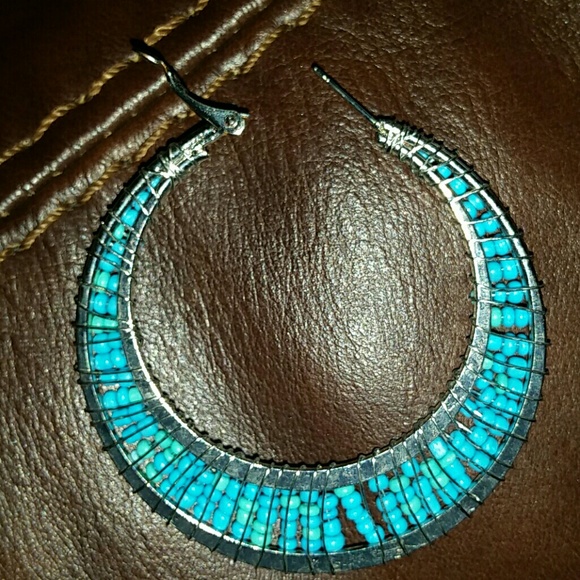 Beaded hoops NWOT - Picture 2 of 2