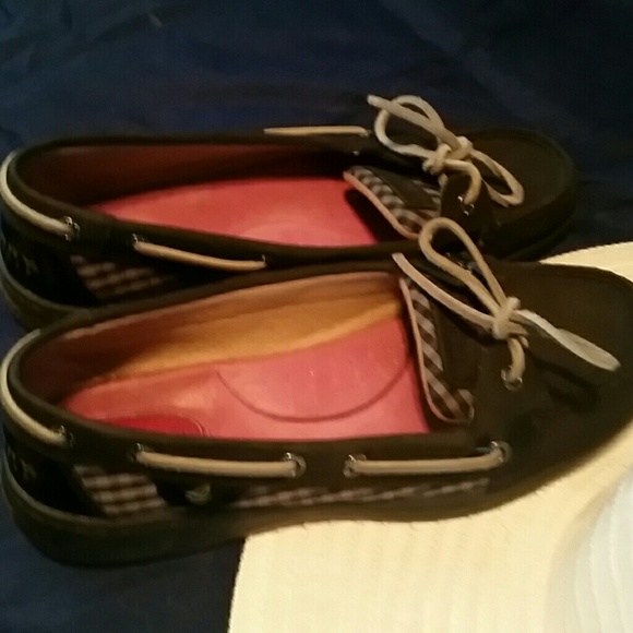 Black plaid Sperry's, size 8.5, great boat shoes - Picture 2 of 4