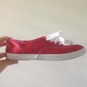 RED KEDS! Only worn ONCE! Basically new. Fit 7-7.5