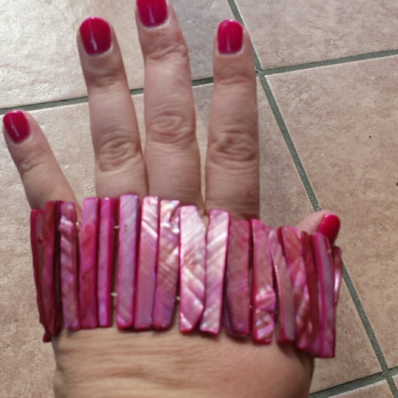 Beautiful pink shell bracelet from jamaica.