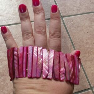 Beautiful pink shell bracelet from jamaica.