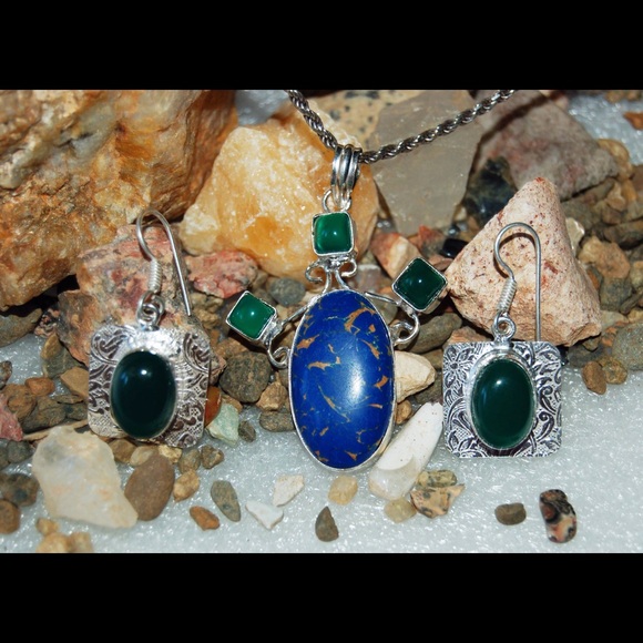 Copper Howlite Turquoise,Green Glass Bead Set - Picture 7 of 8