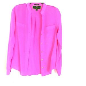 Button down blouse hot pink