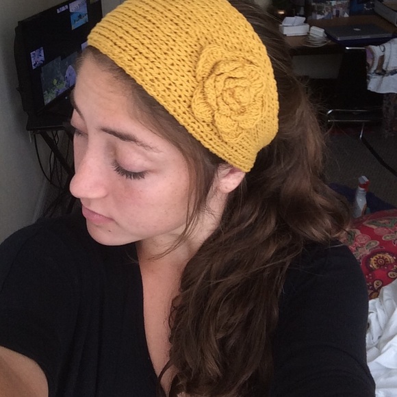 Fabric headband with flower embellishment