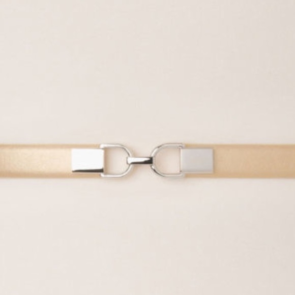 Skinny stretch belt in pale silver Lane Bryant