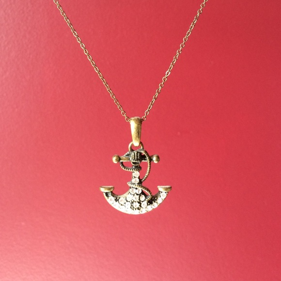 Rhinestone Anchor Necklace
