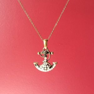 Rhinestone Anchor Necklace