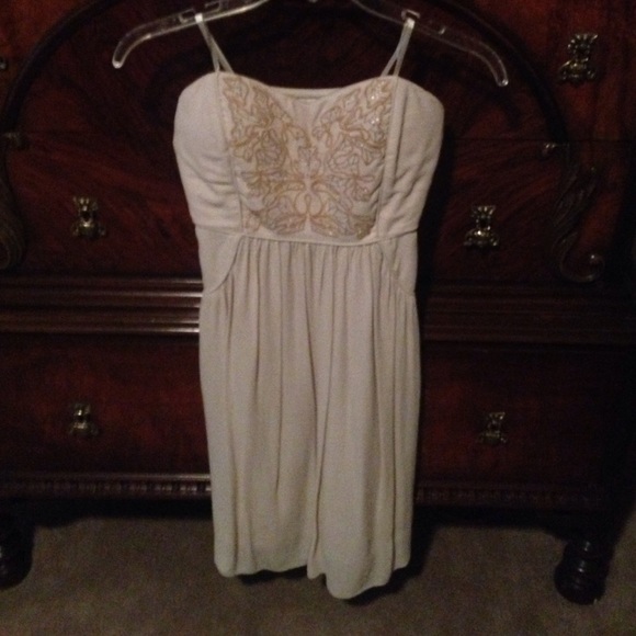 Cream colored strapless dress