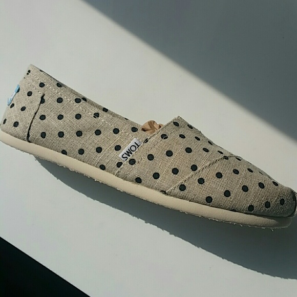 Brand New TOMS Canvas Polka Dot Slip Ons