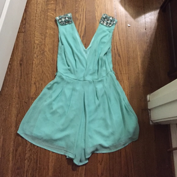 Tiffany blue chiffon romper