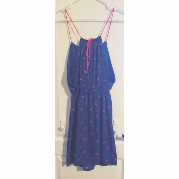 waist clinching sundress with unique bird print - Picture 2 of 3