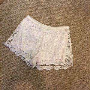 White lace shorts