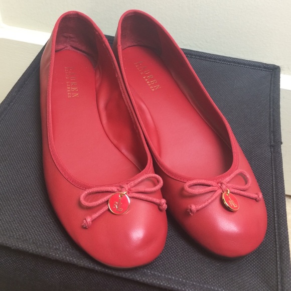 RALPH LAUREN Red Ballet Flats