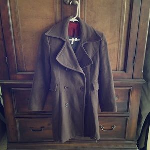 Dark brown wool and cashmere winter coat