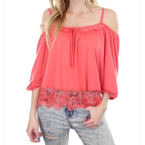 Coral cut out sleeve top
