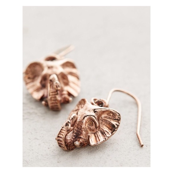Anthropologie Rosegold Elephant Drops Earrings - Picture 2 of 2