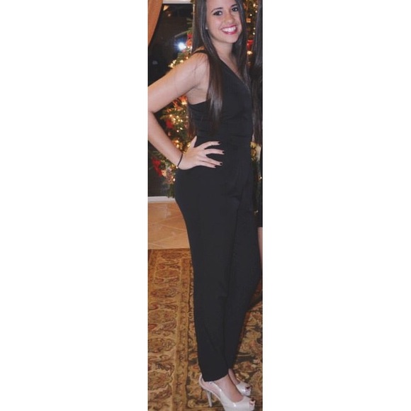 sexy black jumpsuit w/ a half sweetheart top - Picture 3 of 3